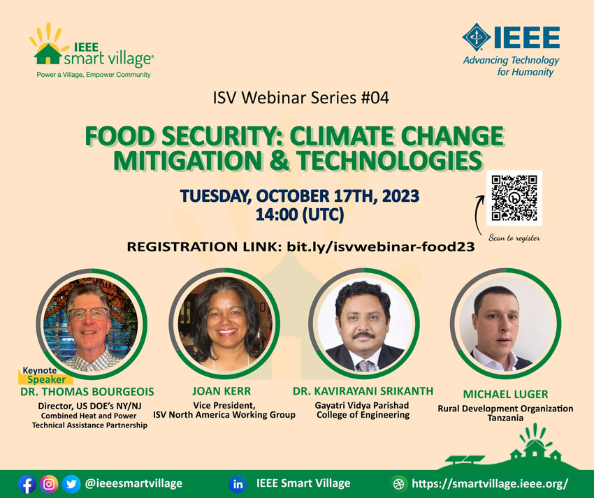 "Food Security: Climate Change Mitigation & Technologies" banner.